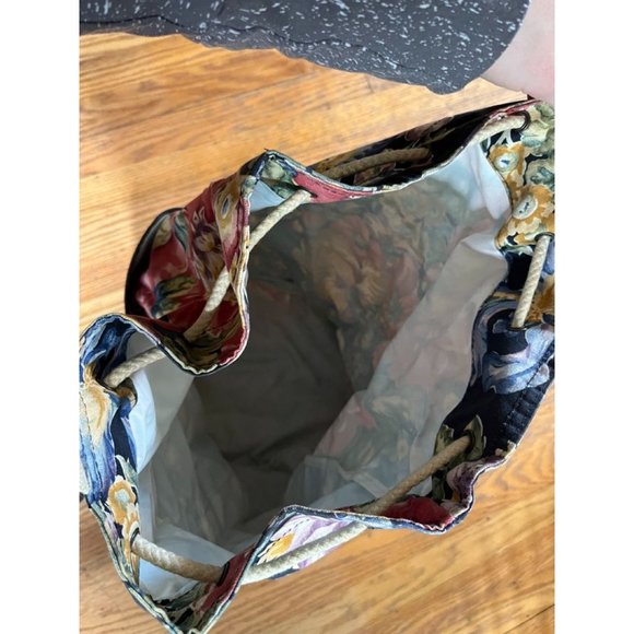 Vintage 80s-90s Lacrosse Floral Print Canvas Large Sling Purse Shoulder Bag - Picture 3 of 4